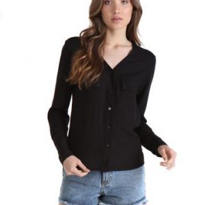 CAMISA TECIDO DECOTE V PUNHO LARGO  36 PRETO