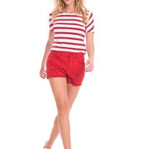 SHORT SARJA PONTO COLOR  36 VERMELHO/MARINHO