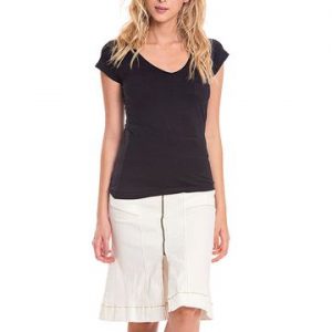BLUSA MEIA MALHA DECOTE V COM BOLSO FIO 40 PP PRETO