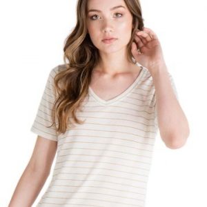 BLUSA MALHA LISTRA LUREX GOLA V PP OFF WHITE