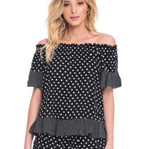 BLUSA TECIDO OMBRO A OMBRO MIX POÁ 36 PRETO/ BRANCO
