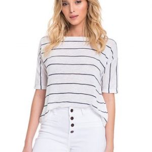 BLUSA MALHA CROP LISTRA PP AZUL
