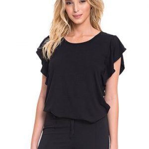 BLUSA MALHA BABADOS OMBROS PP BLACK