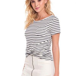 BLUSA MALHA NÓ FRENTE LISTRA PP NAVY
