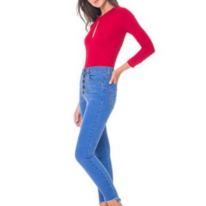 CALÇA JEANS BARRA ASSIMÉTRICA VINTAGE 36 AZUL