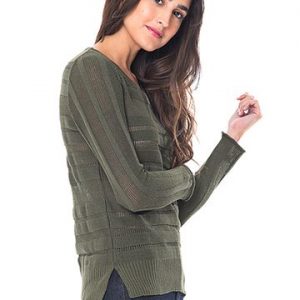 BLUSA TRICOT VAZADO DECOTE V PP VERDE