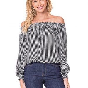 BLUSA TECIDO CIGANINHA LISTRA 36 PRETO/ BRANCO