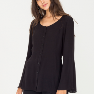 CAMISA TECIDO MANGA BABADO 36 PRETO