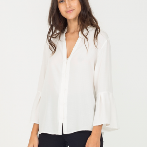 BLUSA TECIDO MANGA AMPLA DECOTE V 36 OFF WHITE