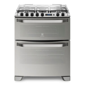 Fogão 5 Bocas Electrolux Prata com Forno Duplo e Timer Digital (76DXR)