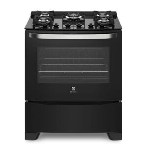 Fogão 5 Bocas Electrolux Preto com Mesa de Vidro e Tripla Chama (76GS)